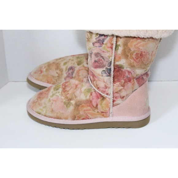 UGG Classic Tall Romantic Floral Leather Suede Sheepskin Lined Boot W 6 H13912 - Picture 4 of 12